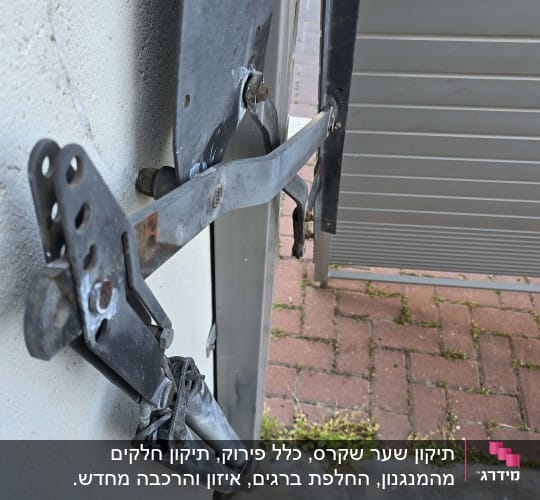 מנגנון שער חשמלי מותקן על קיר בטון